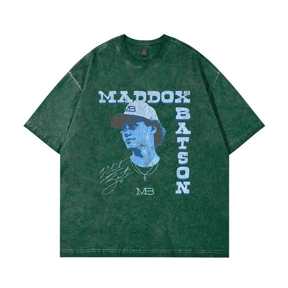 Maddox Batson Photo T-Shirt Cotton Wash Tee Women Men Short Sleeve Casual Crewneck Tee