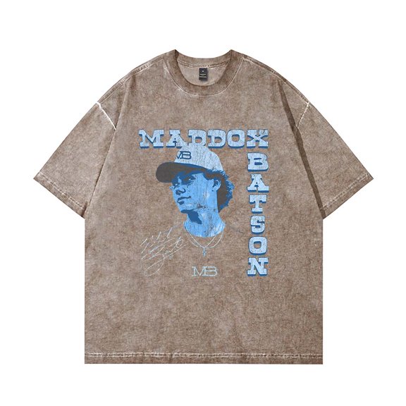 Maddox Batson Photo T-Shirt Cotton Wash Tee Women Men Short Sleeve Casual Crewneck Tee