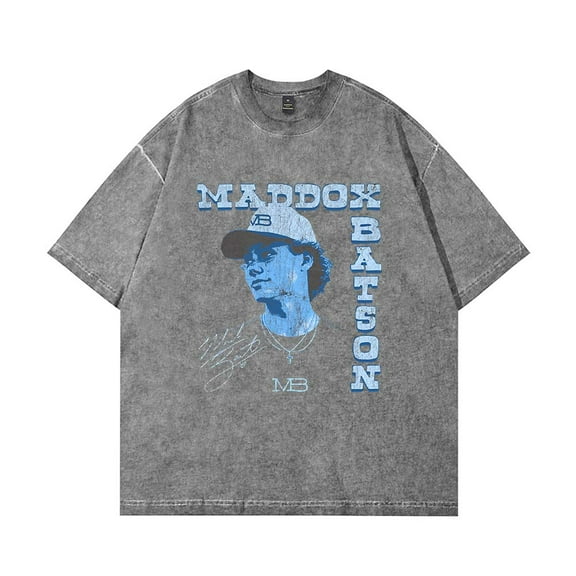 Maddox Batson Photo T-Shirt Cotton Wash Tee Women Men Short Sleeve Casual Crewneck Tee