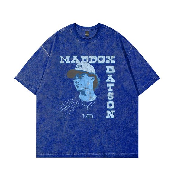 Maddox Batson Photo T-Shirt Cotton Wash Tee Women Men Short Sleeve Casual Crewneck Tee