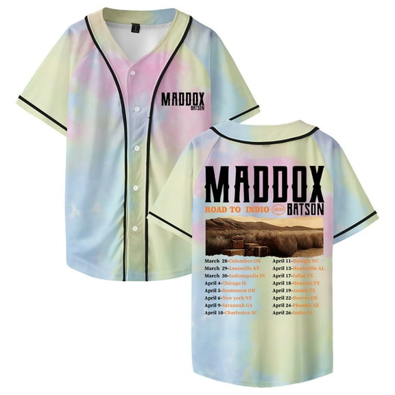 Maddox Batson Road To Indio Tour 2025 Baseball Jersey Short Sleeve Shirts Women Men Streetwear Tee