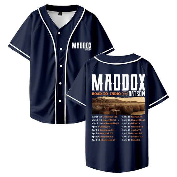 Maddox Batson Road To Indio Tour 2025 Baseball Jersey Short Sleeve Shirts Women Men Streetwear Tee