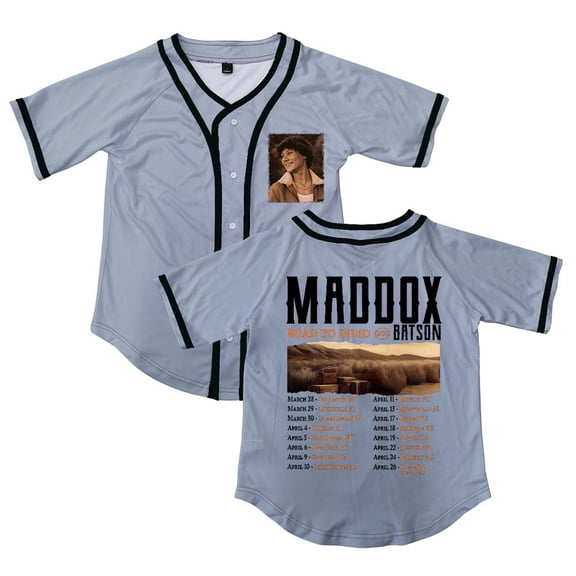 Maddox Batson Road To Indio Tour 2025 Button V-Neck Shirt Women Men Short Sleeve Streetwear Clothes