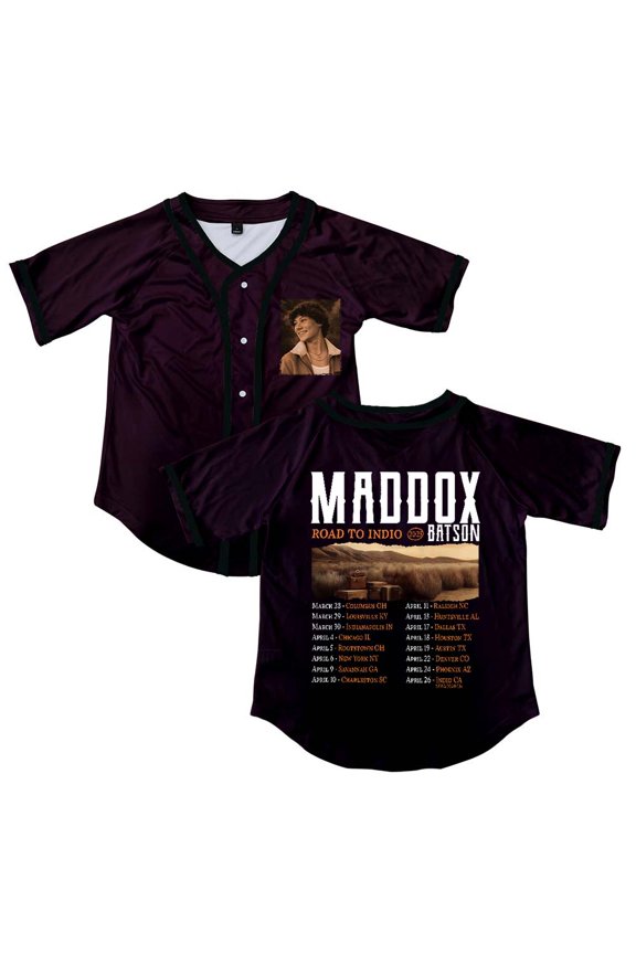 Maddox Batson Road To Indio Tour 2025 Button V-Neck Shirt Women Men Short Sleeve Streetwear Clothes