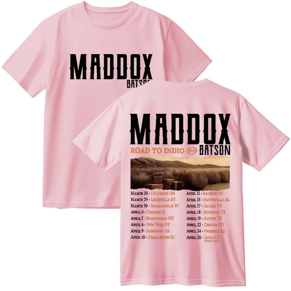 Maddox Batson Road To Indio Tour 2025 Cotton T-Shirt Women Men Casual Crewneck Short Sleeve Tee
