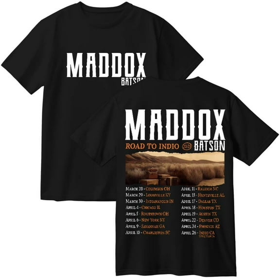 Maddox Batson Road To Indio Tour 2025 Cotton T-Shirt Women Men Casual Crewneck Short Sleeve Tee