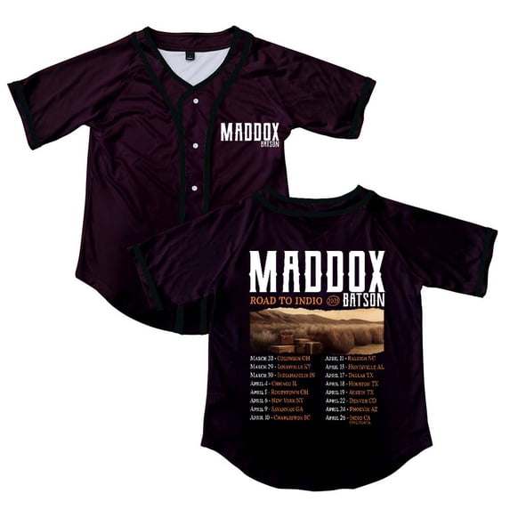 Maddox Batson Road To Indio Tour 2025 Merch Button V-Neck Shirt Women Men Short Sleeve Streetwear Clothes