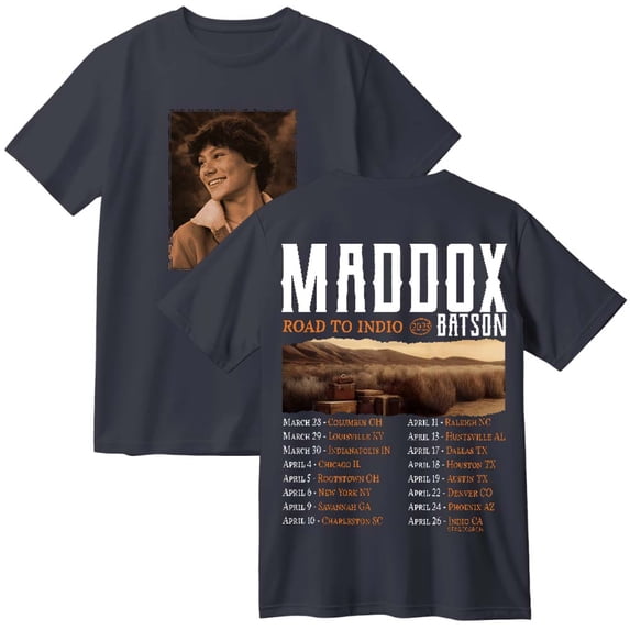 Maddox Batson Road To Indio Tour 2025 Merch Cotton T-Shirt Women Men Casual Crewneck Short Sleeve Tee