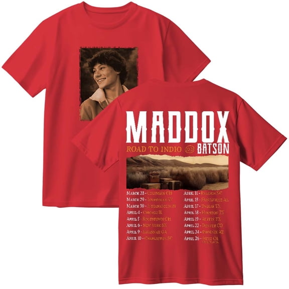 Maddox Batson Road To Indio Tour 2025 Merch Cotton T-Shirt Women Men Casual Crewneck Short Sleeve Tee