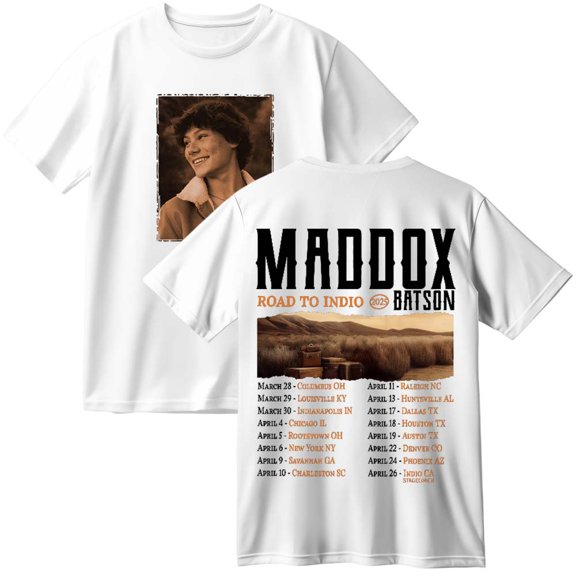 Maddox Batson Road To Indio Tour 2025 Merch Cotton T-Shirt Women Men Casual Crewneck Short Sleeve Tee