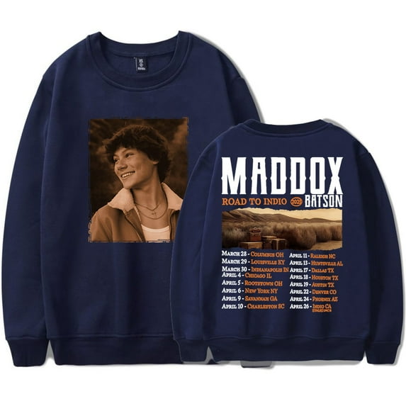 Maddox Batson Road To Indio Tour 2025 Merch Long Sleeve Tee Unisex Fashion Crewneck Sweatshirts