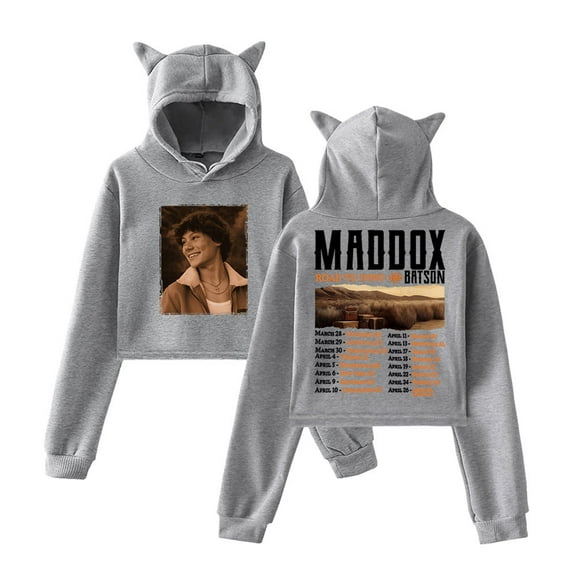 Maddox Batson Road To Indio Tour 2025 Merch Pullover Female Cat Ears Hoodie Long Sleeve Tee