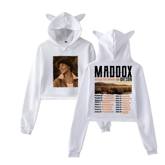 Maddox Batson Road To Indio Tour 2025 Merch Pullover Female Cat Ears Hoodie Long Sleeve Tee