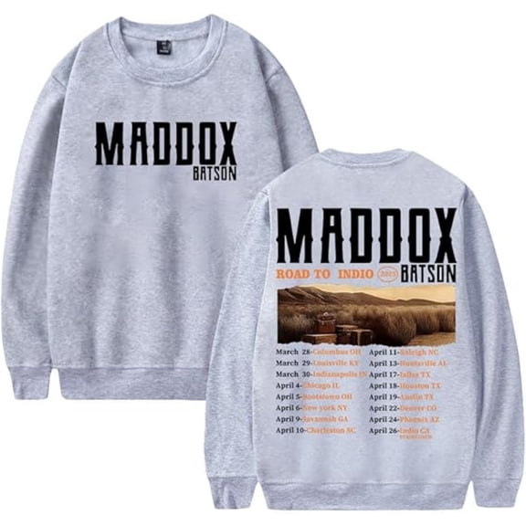 Maddox Batson Road To Indio Tour 2025 Merch Sweatshirt Women Men Casual Crewneck Long Sleeve Pullover Clothes