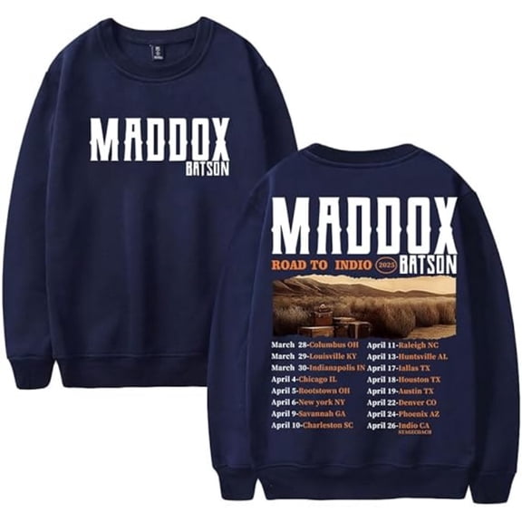 Maddox Batson Road To Indio Tour 2025 Merch Sweatshirt Women Men Casual Crewneck Long Sleeve Pullover Clothes