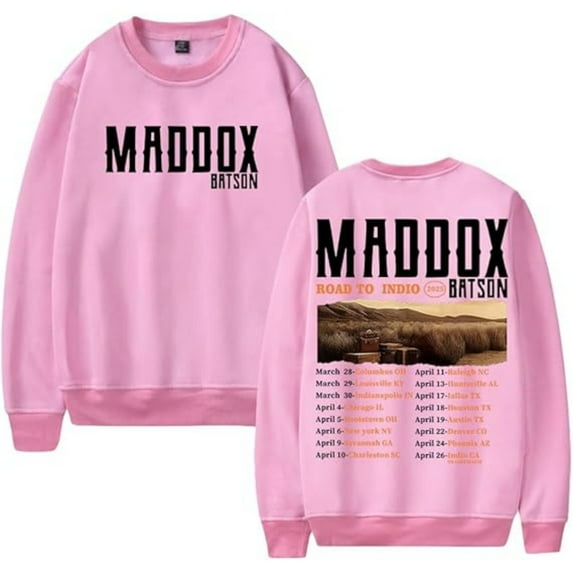 Maddox Batson Road To Indio Tour 2025 Merch Sweatshirt Women Men Casual Crewneck Long Sleeve Pullover Clothes