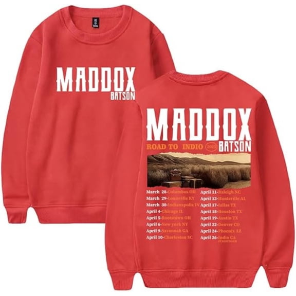 Maddox Batson Road To Indio Tour 2025 Merch Sweatshirt Women Men Casual Crewneck Long Sleeve Pullover Clothes