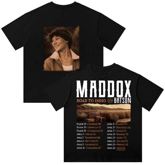 Maddox Batson Road To Indio Tour 2025 Merch T-Shirt Crewneck Cotton Tee Women Men Short Sleeve Clothes