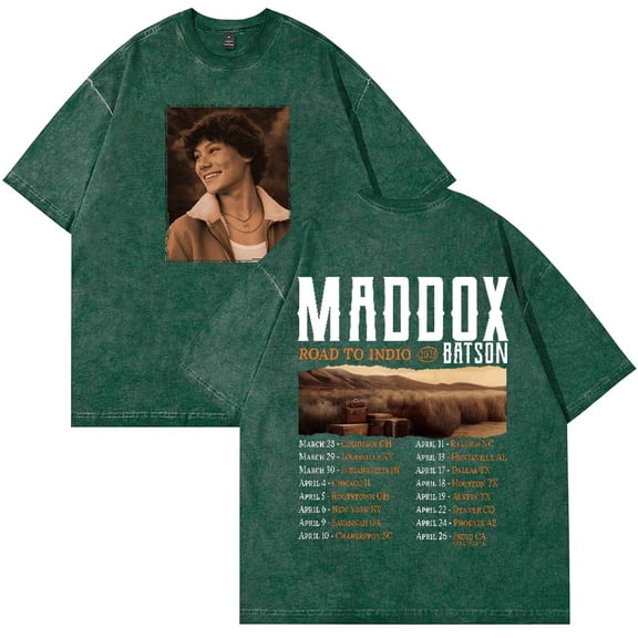Maddox Batson Road To Indio Tour 2025 Merch T-Shirt Vintage Wash Tee Women Men Short Sleeve Crewneck Tee