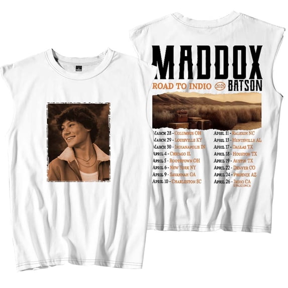 Maddox Batson Road To Indio Tour 2025 Merch Tank Tops Sleeveless Sport Vest Women Men Casual Outdoor Sportwear