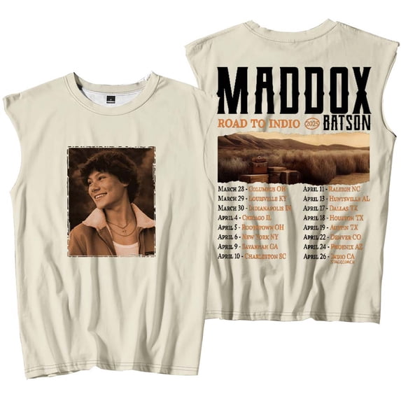 Maddox Batson Road To Indio Tour 2025 Merch Tank Tops Sleeveless Sport Vest Women Men Casual Outdoor Sportwear