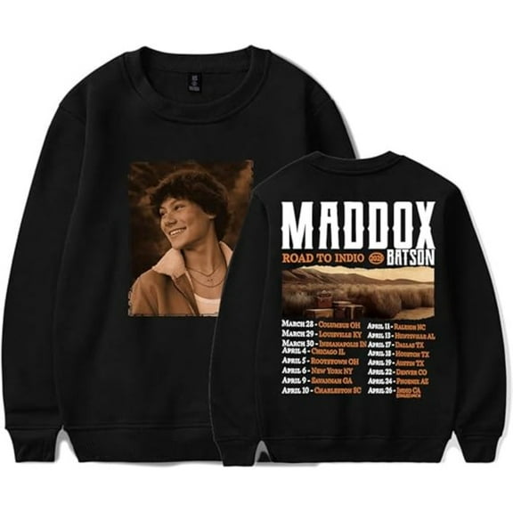 Maddox Batson Road To Indio Tour 2025 Sweatshirt Women Men Casual Crewneck Long Sleeve Pullover Clothes