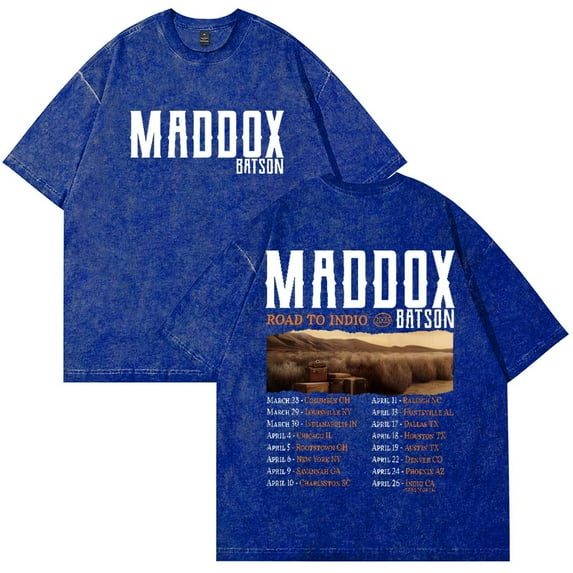 Maddox Batson Road To Indio Tour 2025 T-Shirt Vintage Wash Tee Women Men Short Sleeve Crewneck Tee