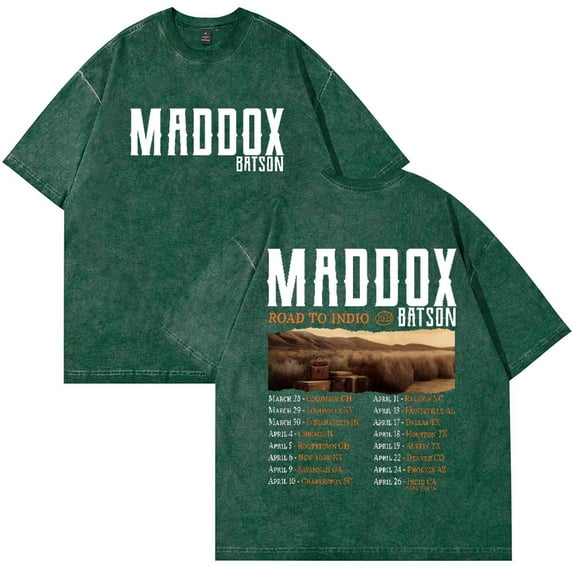 Maddox Batson Road To Indio Tour 2025 T-Shirt Vintage Wash Tee Women Men Short Sleeve Crewneck Tee