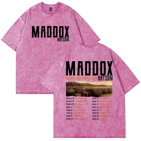 Maddox Batson Road To Indio Tour 2025 T-Shirt Vintage Wash Tee Women Men Short Sleeve Crewneck Tee