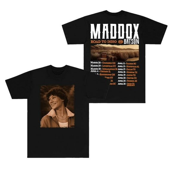 Maddox Batson Road To Indio Tour 2025 T-Shirts Cosplay Unisex Fashion Crewneck Short Sleeve Tee