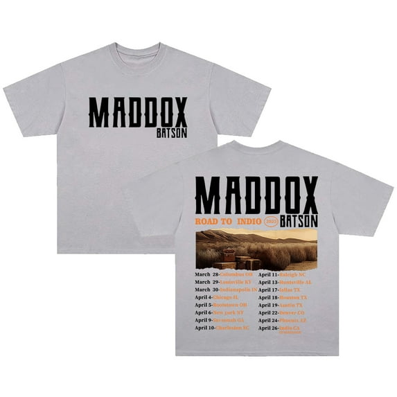 Maddox Batson Road To Indio Tour 2025 T-shirt Crewneck Short Sleeve Cotton Tee Women Men Streetwear Tops