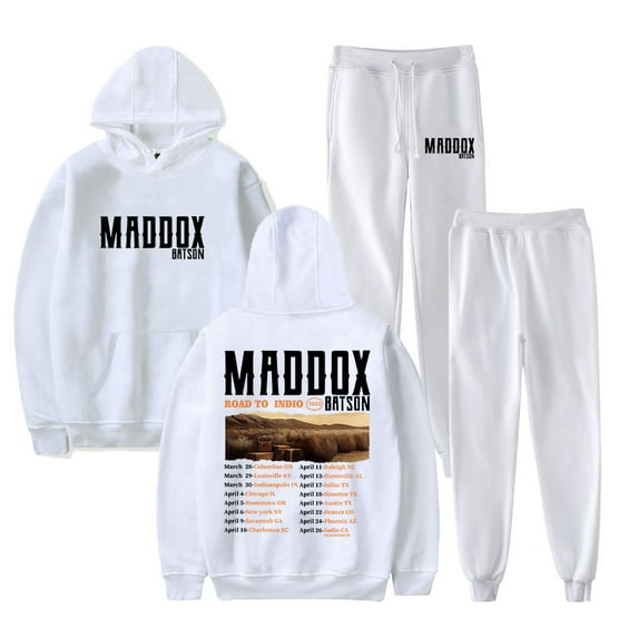 Maddox Batson Road To Indio Tour Hoodie Jogger Pants Two Piece Set Sweatshirts+Sweatpants Women Men's Set