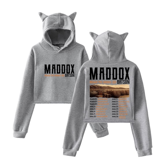 Maddox Batson Road To Indio Tour Logo Merch Pullover Female Cat Ears Hoodie Long Sleeve Tee