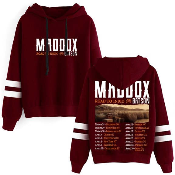 Maddox Batson Road To Indio Tour Logo Merch Pullovers Pocketless Parallel Bars Sleeve Streetwear