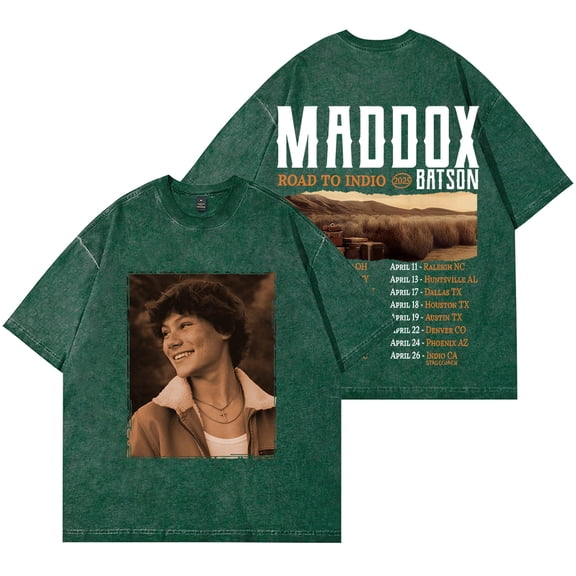 Maddox Batson Road To Indio Tour Vintage Wash T-Shirts Unisex Fashion Streetwear Short Sleeve Tee