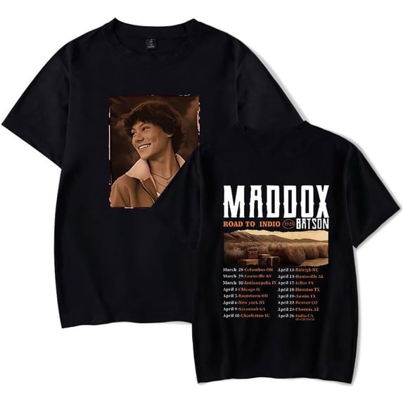 Maddox Batson Road to Indio Tour 2025 Merch Short Sleeve T-shirt Unisex Fashion Crew Neck Top