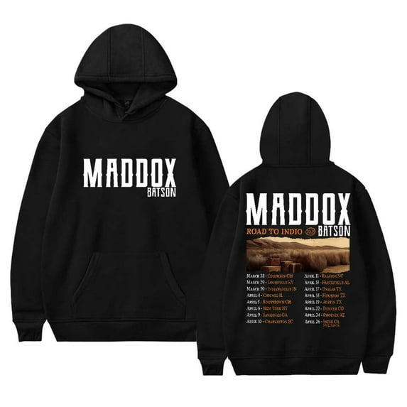 Maddox Batson Road to Indio Tour Merch Hoodie Pockets Drawstring Unisex Hooded Sweatshirt Fashion Clothing