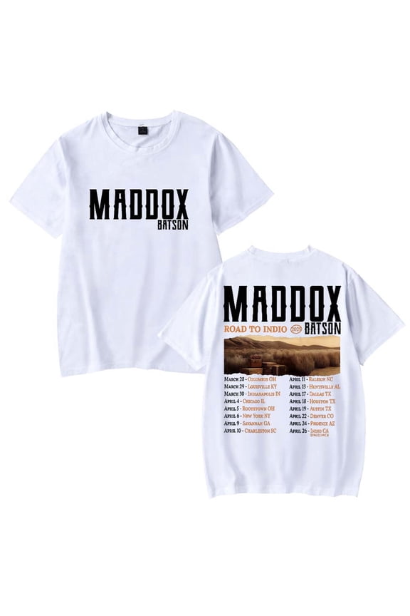 Maddox Batson Road to Indio Tour Merch Short Sleeve T-shirt Unisex Fashion Crew Neck Top