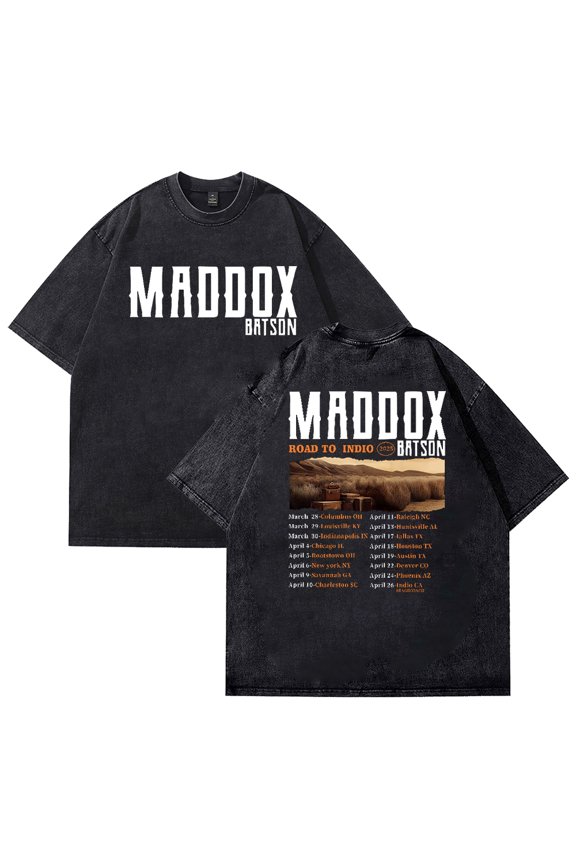 Maddox Batson T-shirt Vintage Washed Design Men's and Women's Round Neck Short Sleeve Top