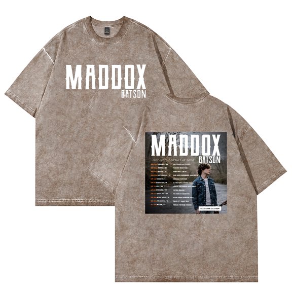 Maddox Batson T-shirt Vintage Washed Design Men's and Women's Round Neck Short Sleeve Top