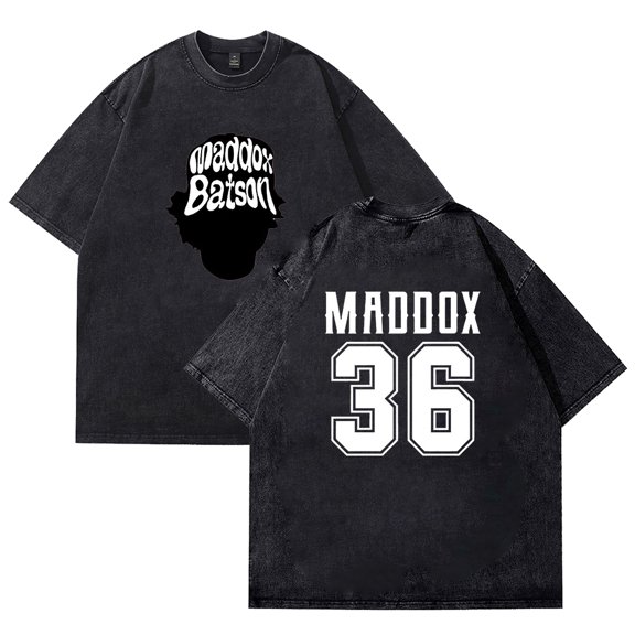 Maddox Batson T-shirt Vintage Washed Design Men's and Women's Round Neck Short Sleeve Top