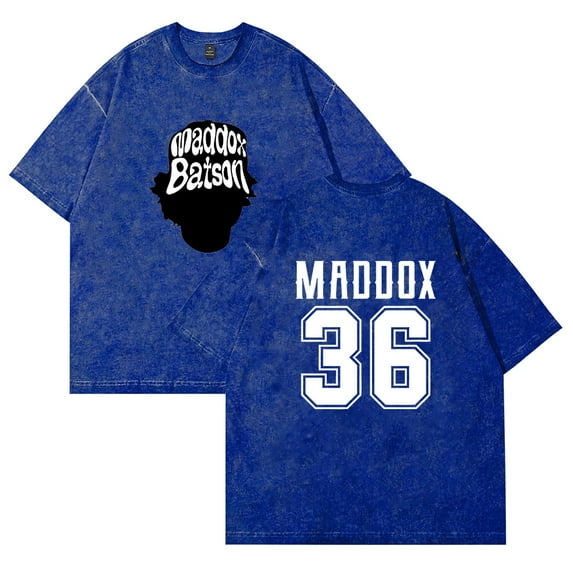 Maddox Batson T-shirt Vintage Washed Design Men's and Women's Round Neck Short Sleeve Top