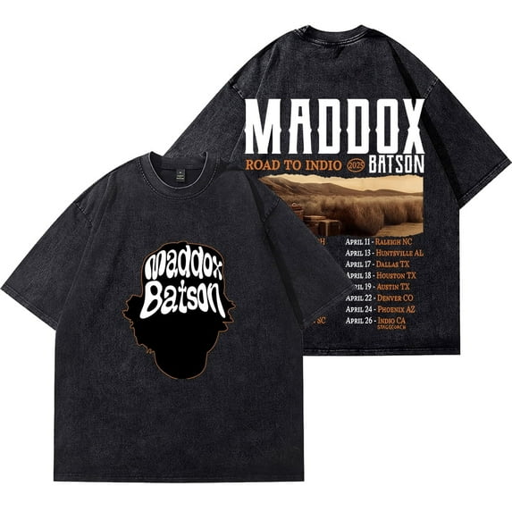 Maddox Batson Tour Vintage Wash T-shirt women's men's fashion street wear cotton short sleeved T-shirt