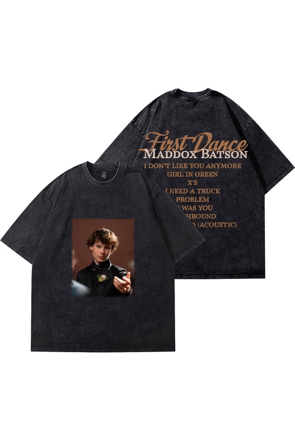 Maddox Batson Tracklist Wash T-Shirts First Dance Merch Unisex Streetwear Cotton Short Sleeve Tee