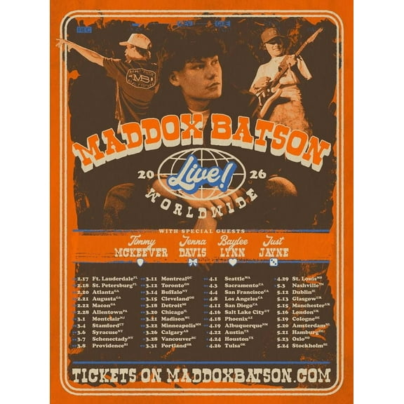 Maddox Batson Worldwide Tour Poster Size 24''x36''-Gategoo