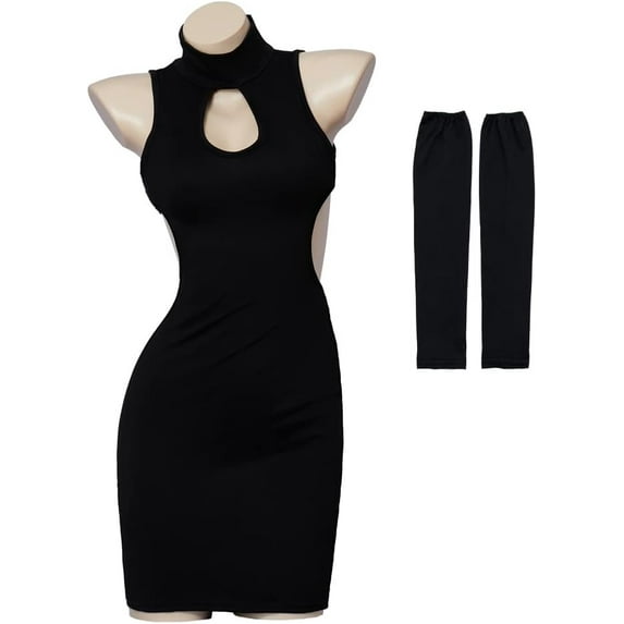 Maddy Dress Sexy Black Hollow Crop Top Bra and Cutout Pants Outfits for Women