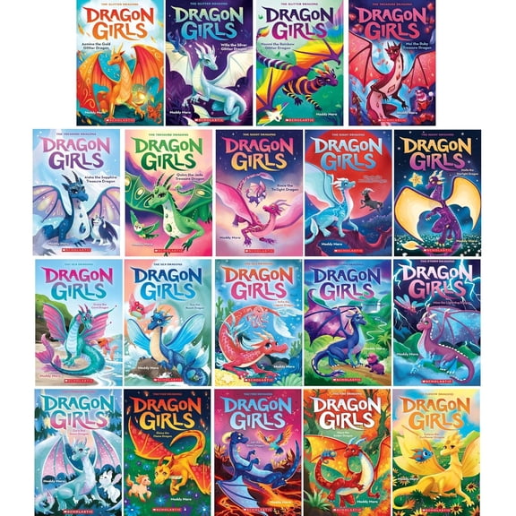 Maddy Mara Dragon Girls Series 19 Books Collection Set Azmina the Gold Glitter Dragon, Willa the Silver Glitter Dragon, Naomi the Rainbow Glitter Dragon, Mei the Ruby Treasure Dragon, and more