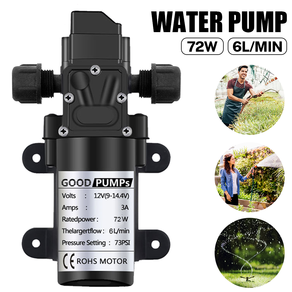 MUCH 70W 12V Water Pressure Diaphragm Pump – 130 PSI, Self-Priming For Boat RV