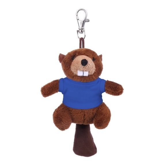 Made by Alien Personalized Cute Stuffed Animal Beaver Plush Key Chain, Fashion Accessory Backpack Clips, Kindergarten Gift, Handbag Pendant (Royal Blue Shirt)
