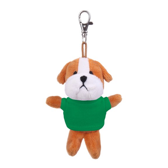 Made by Alien Personalized Cute Stuffed Animal Bull Dog Plush Key Chain, Fashion Accessory Backpack Clips, Kindergarten Gift, Handbag Pendant (Kelly Green Shirt)